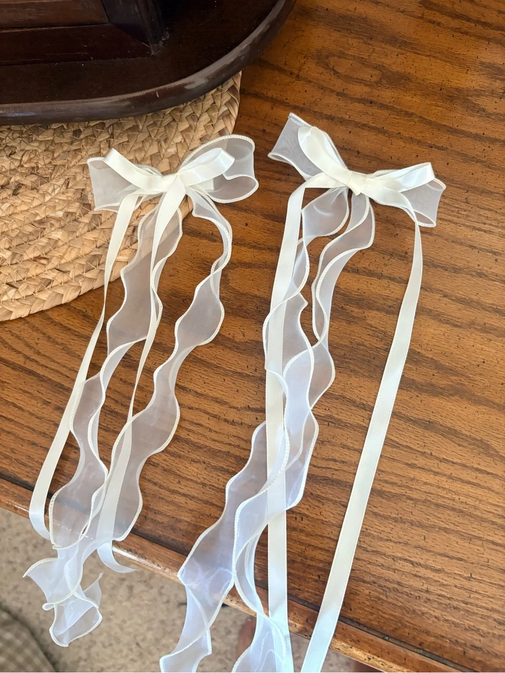 Target White Organza Ribbon Bow Hair Clips Pair